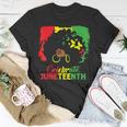 Black Women Messy Bun Juneteenth Celebrate Indepedence Day Unisex T-Shirt Unique Gifts