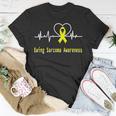 Ewings Sarcoma Awareness Heartbeat Yellow Ribbon Ewings Sarcoma Ewings Sarcoma Awareness Unisex T-Shirt Funny Gifts