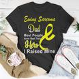 Ewings Sarcoma Dad Most People Never Meet Their Hero I Raised Mine Yellow Ribbon Ewings Sarcoma Ewings Sarcoma Awareness Unisex T-Shirt Funny Gifts