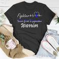 Fighter Vocal Cord Dysfunction Warrior Heartbeat Blue Ribbon Vcd Vocal Cord Dysfunction Awareness Unisex T-Shirt Funny Gifts