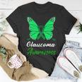 Glaucoma Awareness Butterfly Green Ribbon Glaucoma Glaucoma Awareness Unisex T-Shirt Funny Gifts