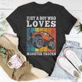 Just A Boy Who Loves Monster Trucks Kids Boys Truck Driver Unisex T-Shirt Funny Gifts