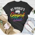 Mens 1 Worlds Gayest Dad Funny Fathers Day Lgbt Pride Rainbow 14 Shirt Unisex T-Shirt Funny Gifts