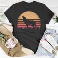 Moon Sunset Retro Howling At 80S Vintage Wolf Halloween S Unisex T-Shirt Funny Gifts