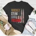 Patriotic American Flag Whiskey Steak Guns And Freedom Unisex T-Shirt Unique Gifts