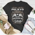 Pelayo Name Pelayo Blood Runs Through My Veins T-Shirt Funny Gifts