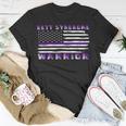 Rett Syndrome Warrior Usa Flag United States Flag Purple Ribbon Rett Syndrome Rett Syndrome Awareness Unisex T-Shirt Funny Gifts