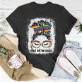 Womens Free Mom Hugs Messy Bun Lgbt Pride Rainbow V2 Unisex T-Shirt Unique Gifts