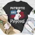 Womens Patriotic And Pregnant Baby Reveal 4Th Of July Pregnancy Unisex T-Shirt Funny Gifts