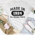 1924 Birthday Made In 1924 All Original Parts T-Shirt Personalized Gifts