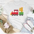 4Th Birthday Trains Theme Party 4 Years Old Boy Toddler Boys Unisex T-Shirt Unique Gifts