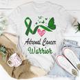 Adrenal Cancer Warrior Butterfly Green Ribbon Adrenal Cancer Adrenal Cancer Awareness Unisex T-Shirt Unique Gifts