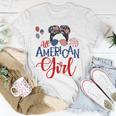 All American Girl 4Th Of July Messy Bun Sunglasses Usa Flag Unisex T-Shirt Unique Gifts