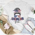 American Girl Messy Bun 4Th Of July Mom Usa Women Unisex T-Shirt Unique Gifts