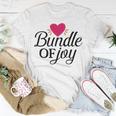 Baby Shower Text Design Bundle Of Joy Heart Unisex T-Shirt Funny Gifts