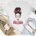 Baseball Busy Raising Ballers Momlife Mom Messy Bun Afro Mom Mothers Day Unisex T-Shirt Funny Gifts