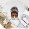 Black Women Free Mom Hugs Messy Bun Lgbtq Lgbt Pride Month Unisex T-Shirt Unique Gifts
