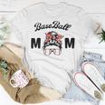 Bleached Baseball Mom Messy Bun Player Mom Mothers Day Unisex T-Shirt Funny Gifts