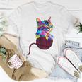 Cute Cat Gift For Kitten Lovers Colorful Art Kitty Adoption Unisex T-Shirt Funny Gifts