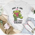 Cute Frog Just A Girl Who Loves Frogs Funny Frog Lover Gift For Girl Frog Lover Unisex T-Shirt Funny Gifts