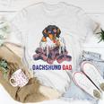 Dachshund Dad Beer Drinking 4Th Of July Us Flag Patriotic Unisex T-Shirt Funny Gifts