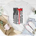 Distressed Patriot Axe Thin Red Line American Flag Unisex T-Shirt Unique Gifts