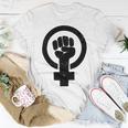 Feminist Raised Fist - Distressed Fitted Unisex T-Shirt Funny Gifts