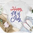 Happy 4Th Of July Dark Red Blue Text Unisex T-Shirt Funny Gifts