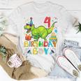 Kids Rawr Im 4Th Birthday Boy Dinosaur T-Rex 4 Years Old Unisex T-Shirt Funny Gifts