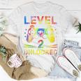 Kids Tie Dye Level 2 Unlocked Gamer 2 Year Old 2Nd Birthday Unisex T-Shirt Funny Gifts