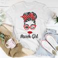 March Girl Women Face Wink Eye Bandana Birthday Gifts 548 Trending Shirt Unisex T-Shirt Funny Gifts