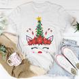 New Christmas Unicorn Face Santicorn Poinsettia Crown Cute V2 Unisex T-Shirt Funny Gifts