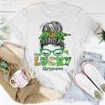 One Lucky Grammy Messy Bun Leopard St Patricks Day Unisex T-Shirt Funny Gifts