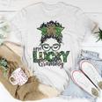 One Lucky Grammy St Patricks Day Messy Bun Leopard Unisex T-Shirt Funny Gifts