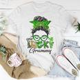 One Lucky Grammy St Patricks Day Messy Bun Mom Irish Unisex T-Shirt Funny Gifts