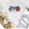 Peace Love America Flag Sunflower 4Th Of July Memorial Day Unisex T-Shirt Funny Gifts