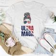 Pro Trump Ultra Mega Messy Bun Usa Flag Anti Joe Biden Unisex T-Shirt Unique Gifts