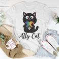 Rainbow Ally Cat Lgbt Gay Pride Flag Heart Men Women Kids Unisex T-Shirt Unique Gifts