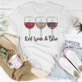 Red Wine & Blue 4Th Of July Wine Red White Blue Wine Glasses V2 Unisex T-Shirt Unique Gifts