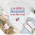 Womens 4Th Of July Pregnancy A Little Firecracker Is On The Way Unisex T-Shirt Funny Gifts