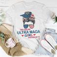 Yes Im An Ultra Maga Girl Proud Of It Usa Flag Messy Bun Unisex T-Shirt Unique Gifts