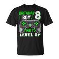8Th Birthday Boy Eight Yrs Old Level 8 Unlocked Video Gamer Unisex T-Shirt