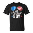 All American Boy Us Flag Sunglasses For Matching 4Th Of July Unisex T-Shirt
