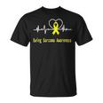 Ewings Sarcoma Awareness Heartbeat Yellow Ribbon Ewings Sarcoma Ewings Sarcoma Awareness Unisex T-Shirt