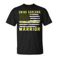 Ewings Sarcoma Warrior Usa Flag United States Flag Yellow Ribbon Ewings Sarcoma Ewings Sarcoma Awareness Unisex T-Shirt