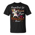 Friends Dont Let Friends Fight Kidney Cancer Alone Unicorn Orange Ribbon Kidney Cancer Kidney Cancer Awareness Unisex T-Shirt