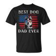 Mens Best Dog Dad Ever Husky American Flag 4Th Of July Unisex T-Shirt