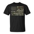 Mens Husband Daddy Protector Hero Fathers Day Flag Gift Unisex T-Shirt