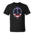Patriotic Peace Sign American Flag 4Th Of July Retro Hippie Unisex T-Shirt