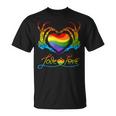 Rainbow Heart Skeleton Love Is Love Lgbt Gay Lesbian Pride Unisex T-Shirt